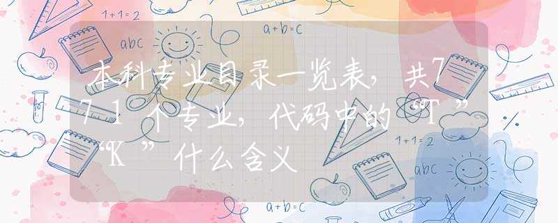 本科专业目录一览表，共771个专业，代码中的“T”“K”什么含义