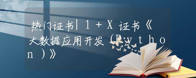 热门证书|1+X证书《 大数据应用开发（Python）》