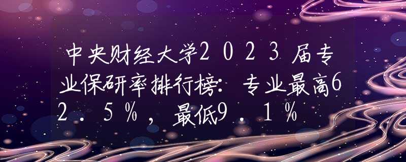 中央财经大学2023届专业保研率排行榜：专业最高62.5%,最低9.1%