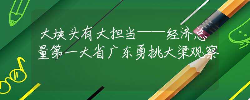大块头有大担当——经济总量第一大省广东勇挑大梁观察