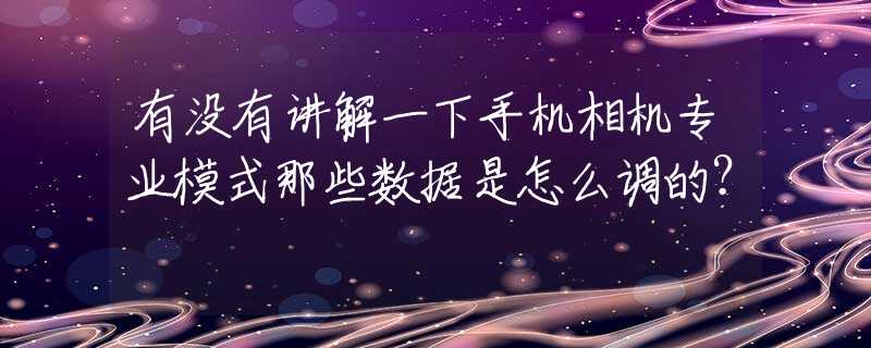 有没有讲解一下手机相机专业模式那些数据是怎么调的？