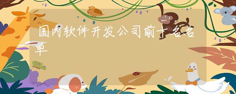 国内软件开发公司前十名名单