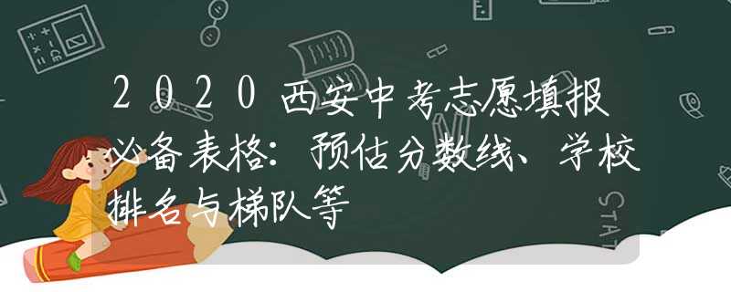 2020西安中考志愿填报必备表格：预估分数线、学校排名与梯队等