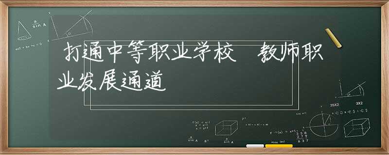 打通中等职业学校 教师职业发展通道