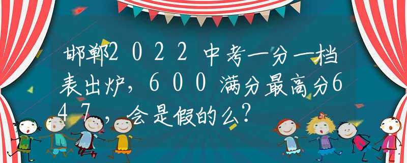 邯郸2022中考一分一档表出炉，600满分最高分647，会是假的么？