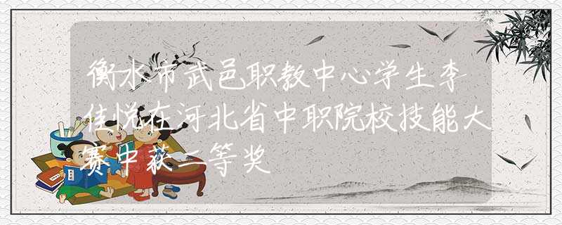 衡水市武邑职教中心学生李佳悦在河北省中职院校技能大赛中获二等奖