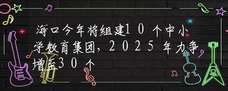 海口今年将组建10个中小学教育集团，2025年力争增至30个