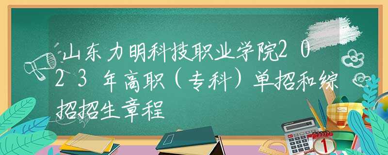 山东力明科技职业学院2023年高职（专科）单招和综招招生章程