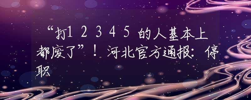 “打12345的人基本上都废了”！河北官方通报：停职