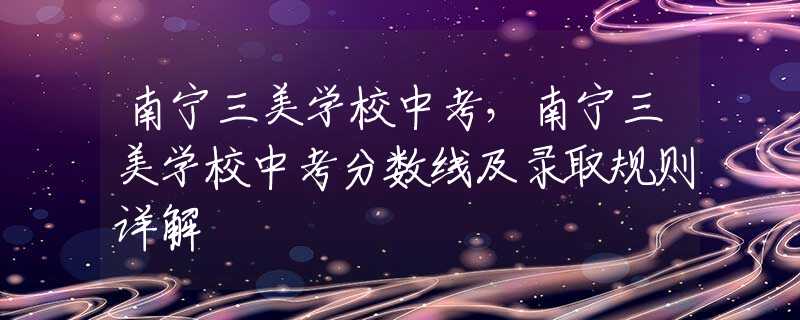 南宁三美学校中考，南宁三美学校中考分数线及录取规则详解