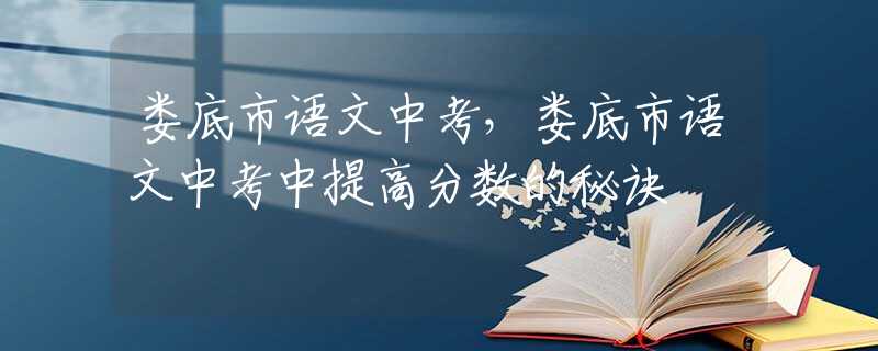 娄底市语文中考，娄底市语文中考中提高分数的秘诀