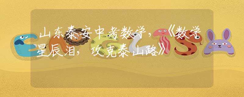 山东泰安中考数学，《数学星辰泪，攻克泰山路》