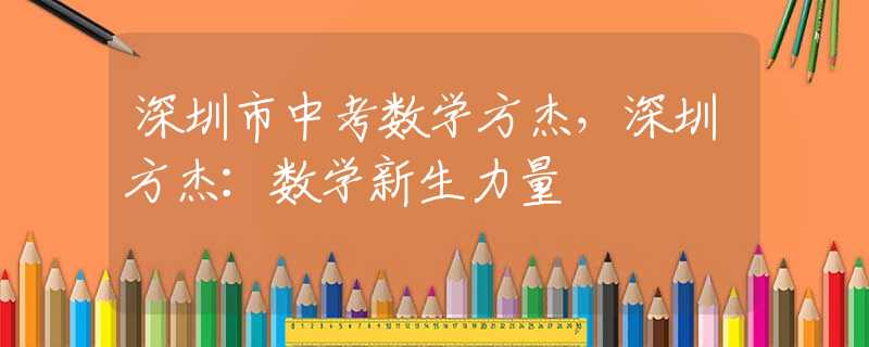 深圳市中考数学方杰，深圳方杰：数学新生力量