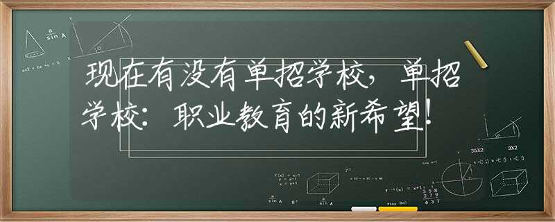 现在有没有单招学校，单招学校：职业教育的新希望！
