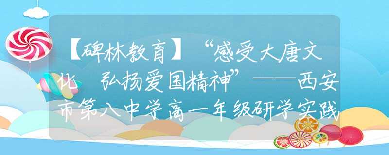 【碑林教育】“感受大唐文化 弘扬爱国精神”——西安市第八中学高一年级研学实践活动