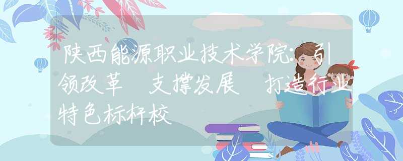 陕西能源职业技术学院：引领改革 支撑发展 打造行业特色标杆校