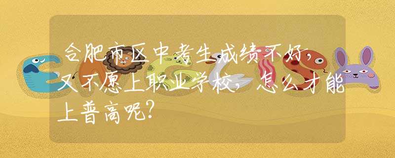 合肥市区中考生成绩不好，又不愿上职业学校，怎么才能上普高呢？