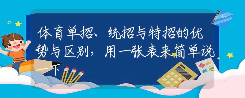 体育单招、统招与特招的优势与区别，用一张表来简单说一下
