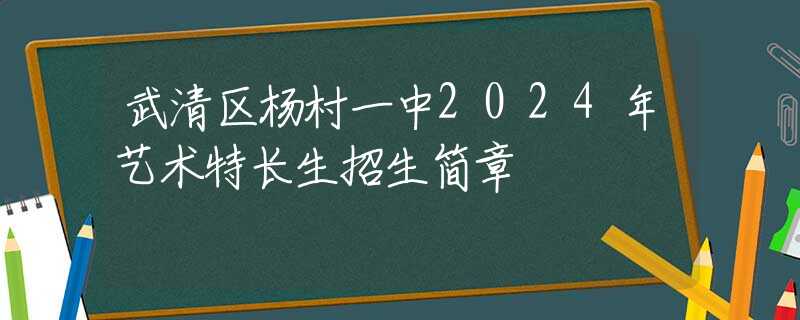 武清区杨村一中2024年艺术特长生招生简章
