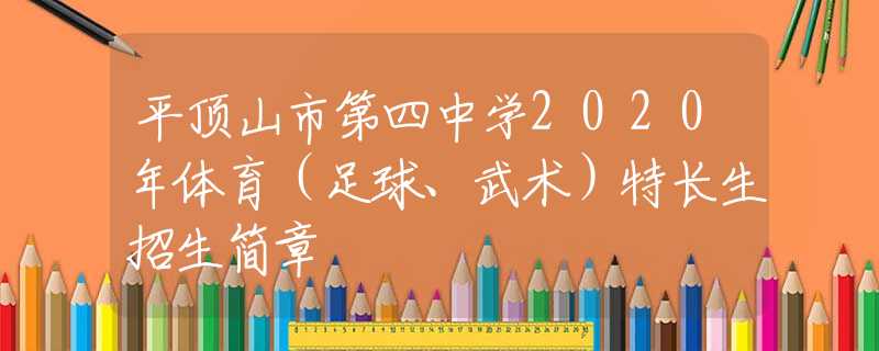 平顶山市第四中学2020年体育（足球、武术）特长生招生简章