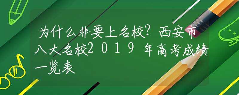 为什么非要上名校？西安市八大名校2019年高考成绩一览表