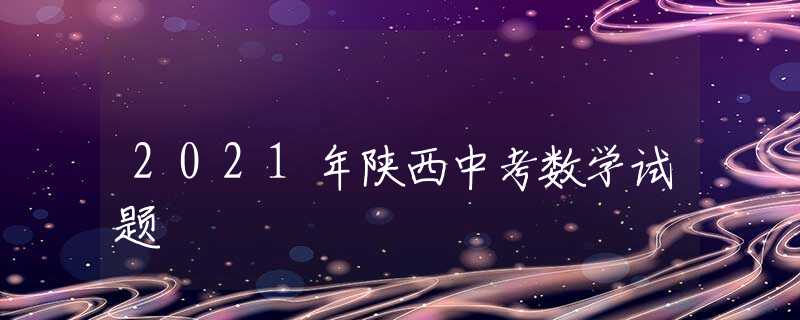 2021年陕西中考数学试题
