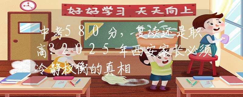中考580分，复读还是职高？2025年西安家长必须冷静权衡的真相