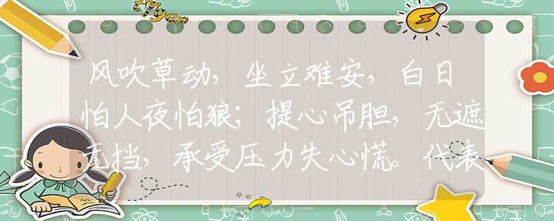 风吹草动，坐立难安，白日怕人夜怕狼；提心吊胆，无遮无挡，承受压力失心慌。代表指是什么生肖，在线解析落实