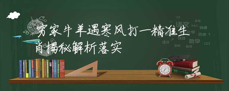 穷家牛羊遇寒风打一精准生肖揭秘解析落实