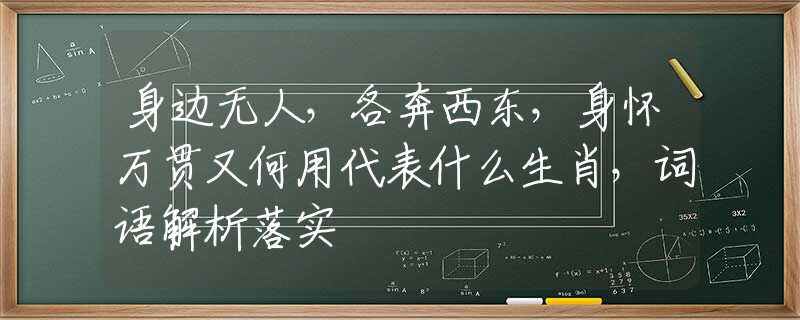 身边无人，各奔西东，身怀万贯又何用代表什么生肖，词语解析落实