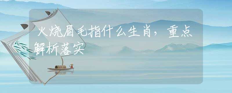 火烧眉毛指什么生肖，重点解析落实