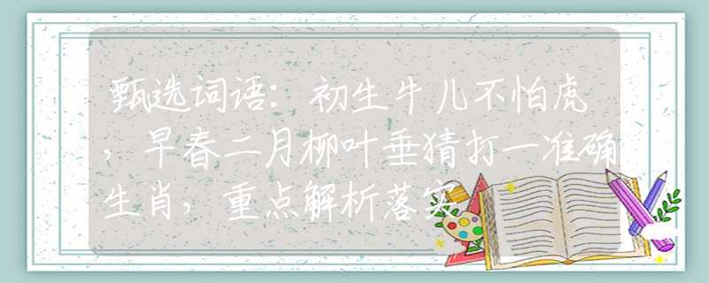 甄选词语：初生牛儿不怕虎，早春二月柳叶垂猜打一准确生肖，重点解析落实