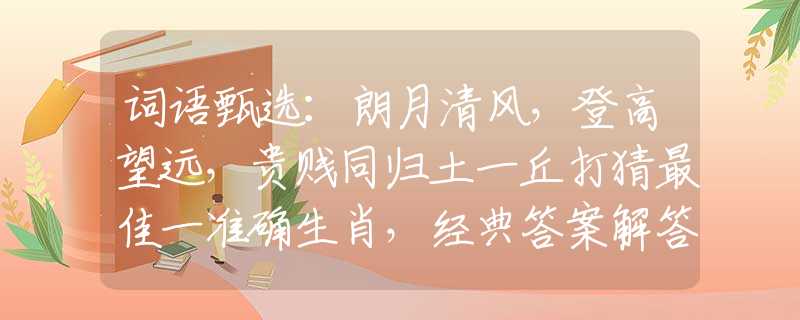 词语甄选：朗月清风，登高望远，贵贱同归土一丘打猜最佳一准确生肖，经典答案解答落实