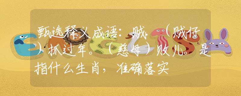 甄选释义成语：贼.（贼仔）抓过年。（慈母）败儿。是指什么生肖，准确落实