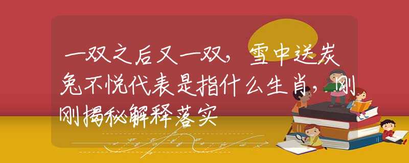 一双之后又一双，雪中送炭兔不悦代表是指什么生肖，刚刚揭秘解释落实