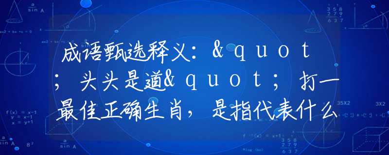 成语甄选释义："头头是道"打一最佳正确生肖，是指代表什么生肖，甄选释义词语阐述落实