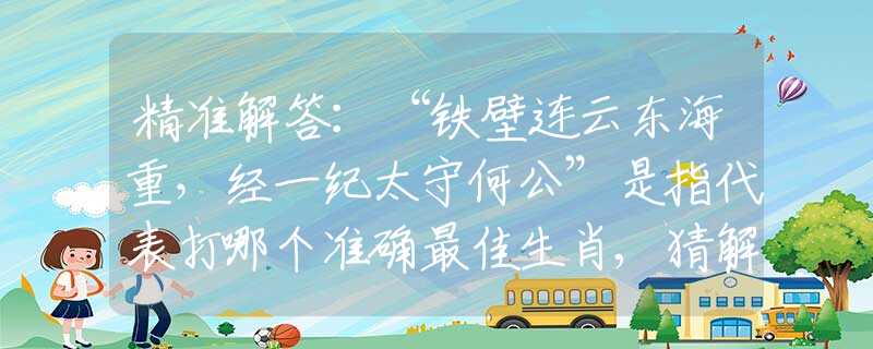 精准解答：“铁壁连云东海重，经一纪太守何公”是指代表打哪个准确最佳生肖,猜解一最新词语释义含义