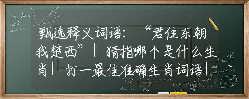 甄选释义词语：“君住东朝我楚西”|猜指哪个是什么生肖|打一最佳准确生肖词语|释义作答词语赏析解释