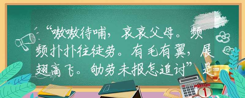 “嗷嗷待哺，哀哀父母。频频扑扑往徒劳。有毛有翼，展翅高飞。劬劳未报怎追讨”是指代表打哪个准确最佳生肖,猜解一最新词语释义含义
