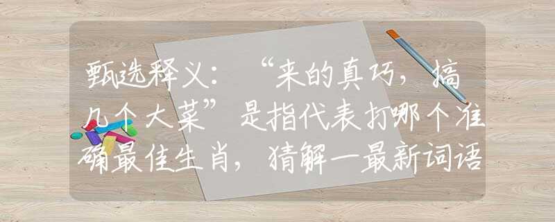 甄选释义：“来的真巧，搞几个大菜”是指代表打哪个准确最佳生肖,猜解一最新词语释义含义