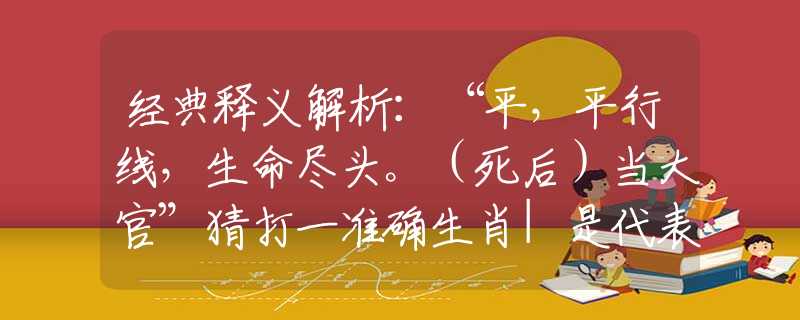 经典释义解析：“平，平行线，生命尽头。（死后）当大官”猜打一准确生肖|是代表什么生肖|最准确解答