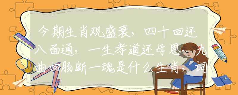 今期生肖观盛衰，四十回还八面通，一生孝道还母恩，九曲回肠断一魂是什么生肖，词语解释