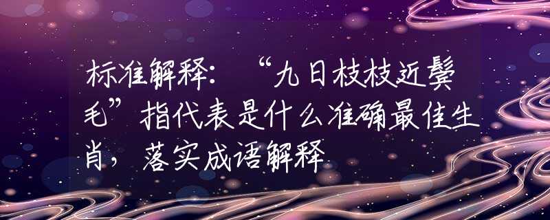 标准解释:“九日枝枝近鬓毛”指代表是什么准确最佳生肖,落实成语解释 标准解释:“九日枝枝近鬓毛”指代表是什么准确最佳生肖,落实成语解释