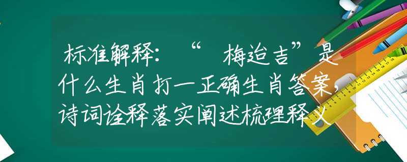 标准解释：“摽梅迨吉”是什么生肖打一正确生肖答案，诗词诠释落实阐述梳理释义