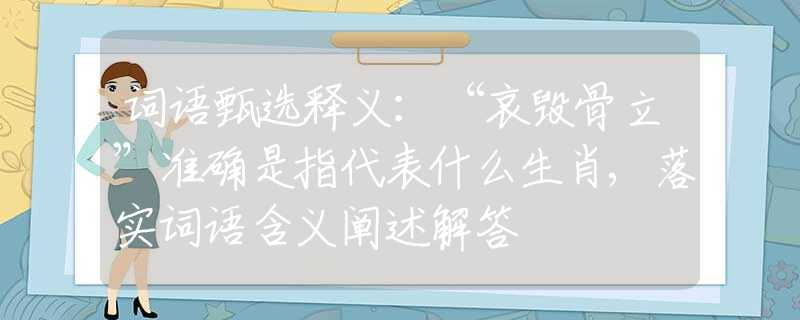 词语甄选释义：“哀毁骨立”准确是指代表什么生肖,落实词语含义阐述解答