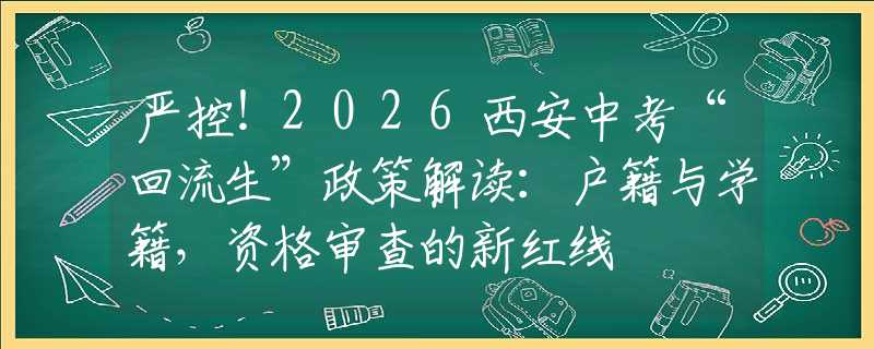 严控！2026西安中考“回流生”政策解读：户籍与学籍，资格审查的新红线