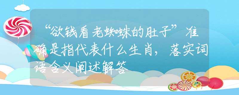 “欲钱看老蜘蛛的肚子”准确是指代表什么生肖,落实词语含义阐述解答