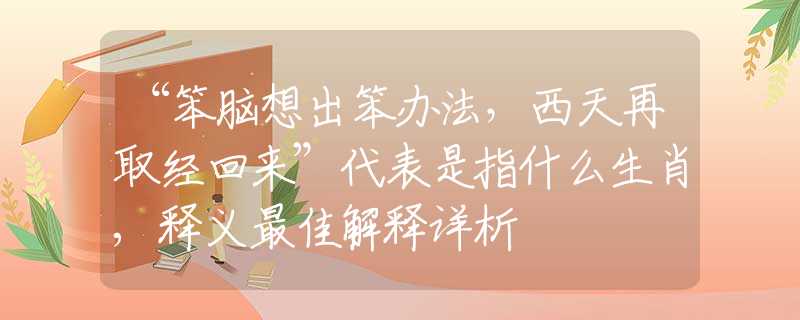 “笨脑想出笨办法，西天再取经回来”代表是指什么生肖,释义最佳解释详析