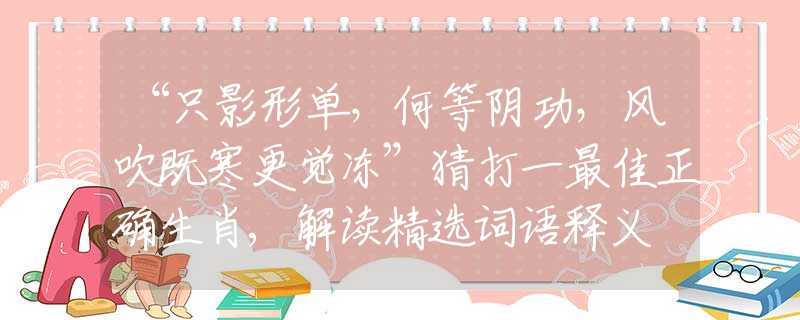 “只影形单，何等阴功，风吹既寒更觉冻”猜打一最佳正确生肖,解读精选词语释义