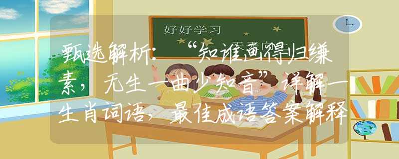 甄选解析：“知谁画得归缣素，无生一曲少知音”详解一生肖词语，最佳成语答案解释落实梳理